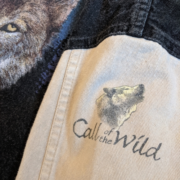 Vintage 90s Call of the Wild Wolf Jean Jacket XL - Picture 3 of 8